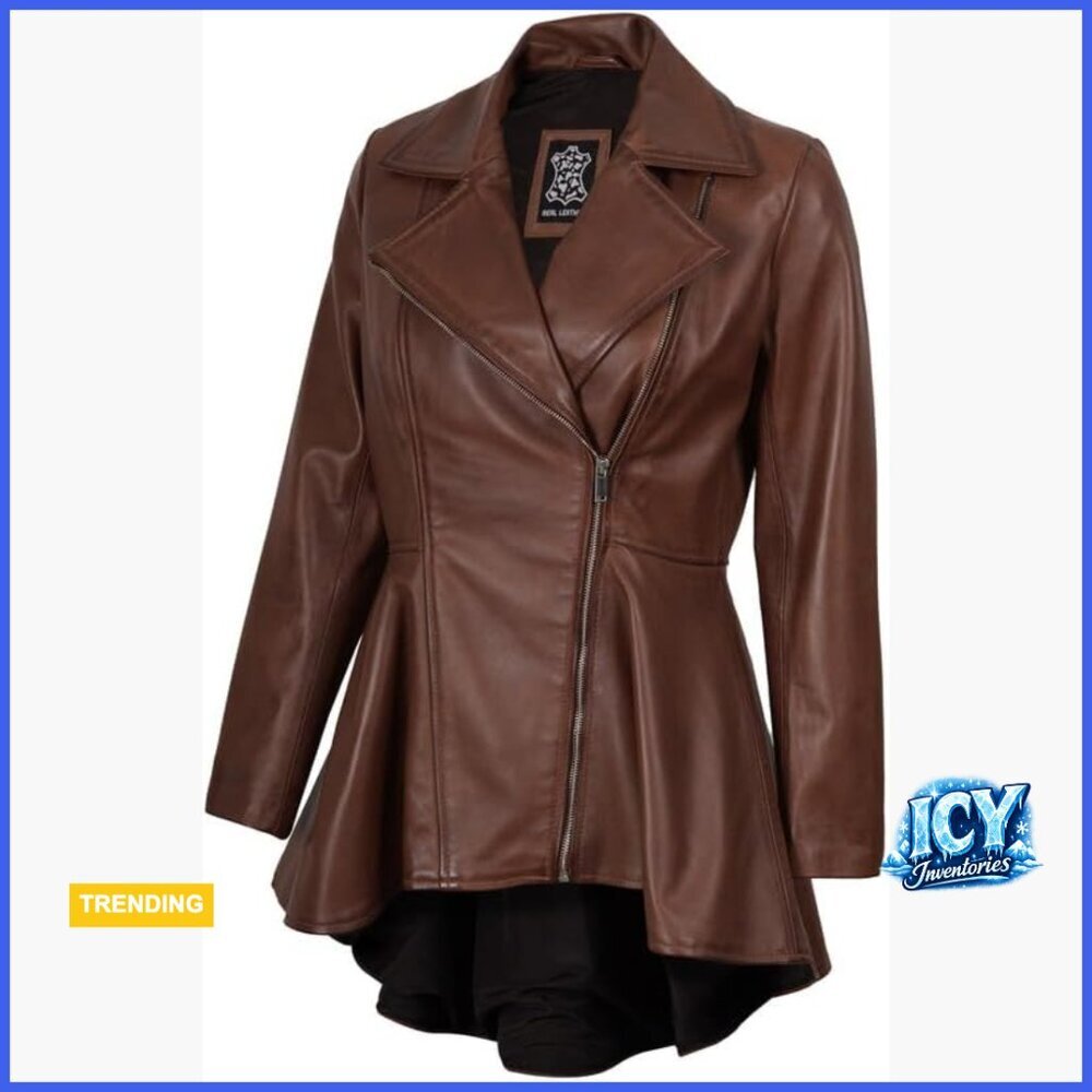 Lambskin Leather Peplum Jacket for Women